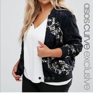 Plus size lace bomber jacket